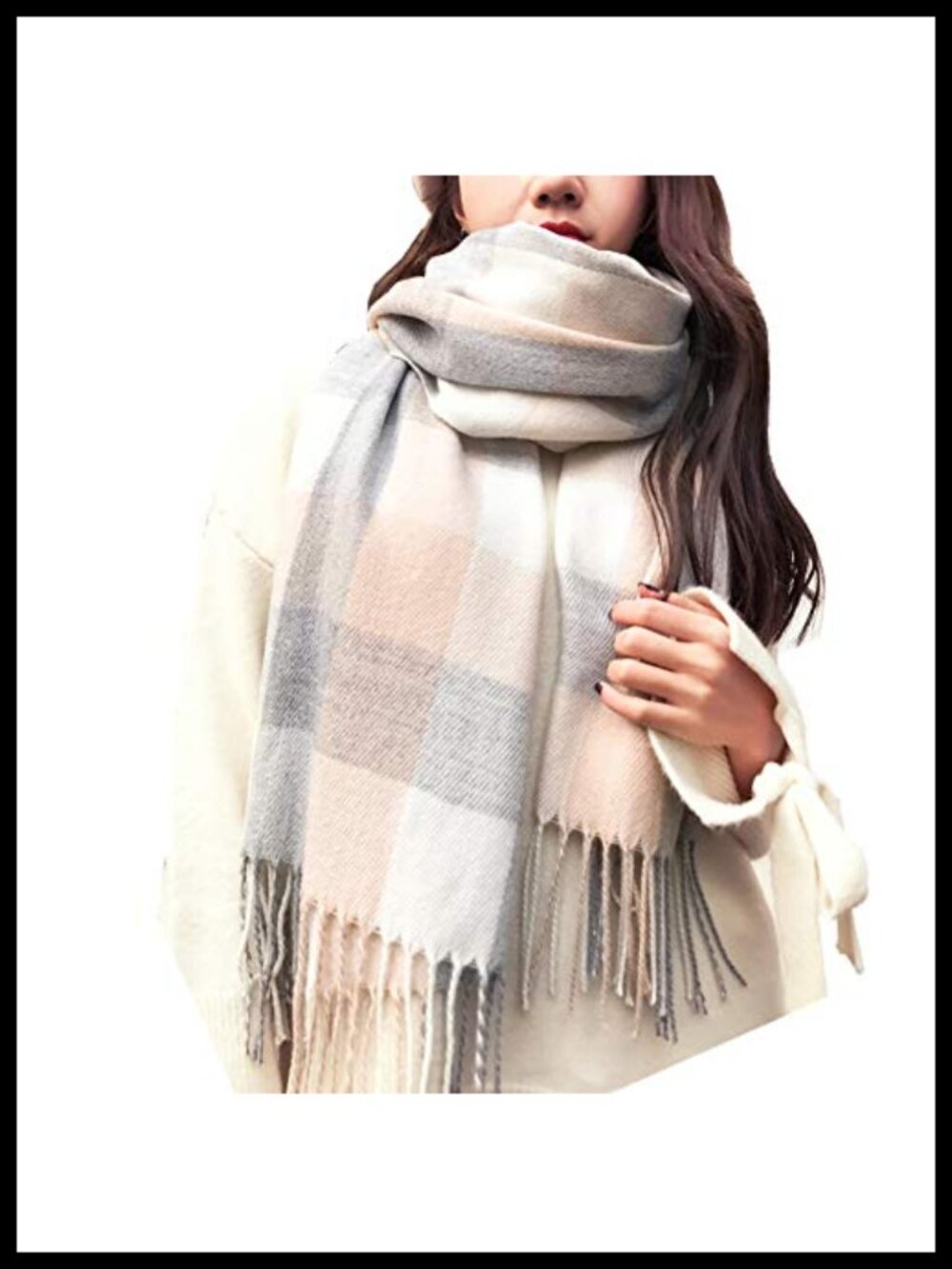 Soft Plaid Blanket Scarf Large Warm Winter Shawl Wrap